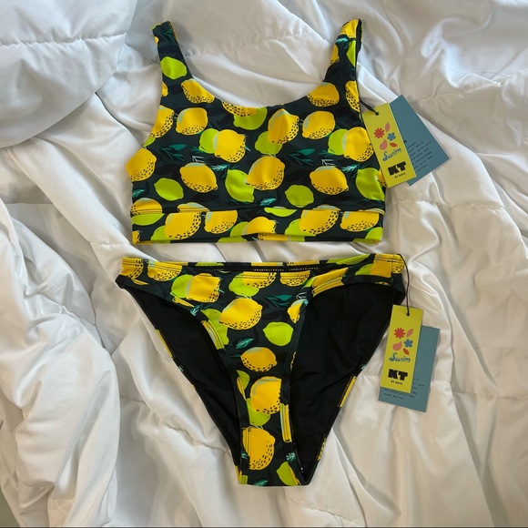 knix Swim Nwt Knix Periodproof Lemon Yellow And Black Print Bikini
